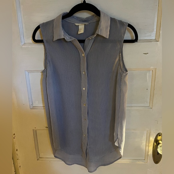 H&M Sheer Striped Sleeveless Blouse - Picture 1 of 4